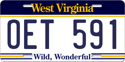 WV license plate OET591