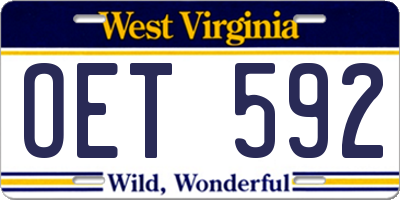 WV license plate OET592