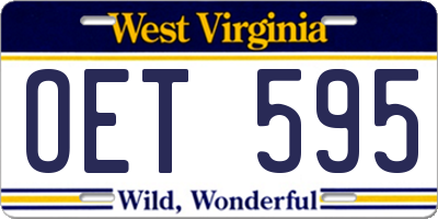 WV license plate OET595
