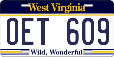 WV license plate OET609