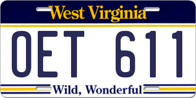 WV license plate OET611