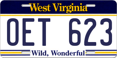 WV license plate OET623