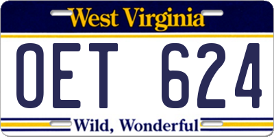 WV license plate OET624