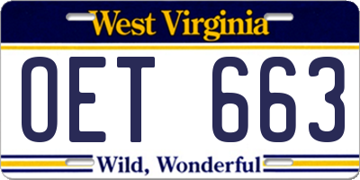 WV license plate OET663