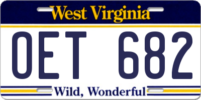 WV license plate OET682