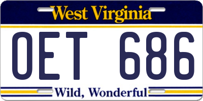 WV license plate OET686
