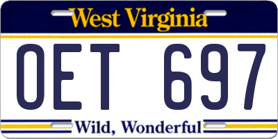 WV license plate OET697