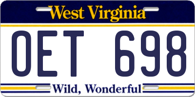 WV license plate OET698