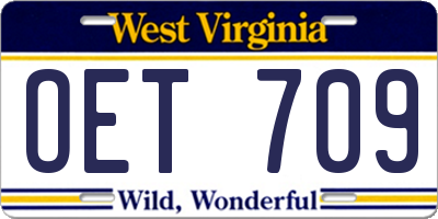 WV license plate OET709