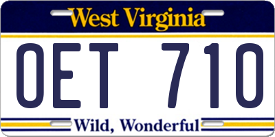 WV license plate OET710