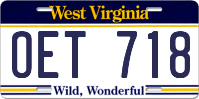 WV license plate OET718