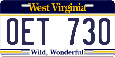 WV license plate OET730