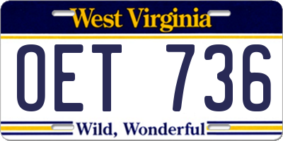 WV license plate OET736
