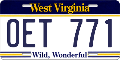 WV license plate OET771