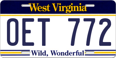 WV license plate OET772