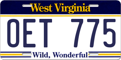 WV license plate OET775