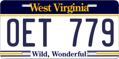 WV license plate OET779