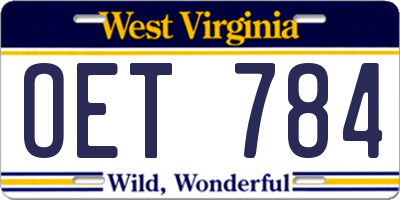 WV license plate OET784