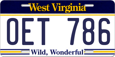 WV license plate OET786