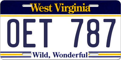 WV license plate OET787