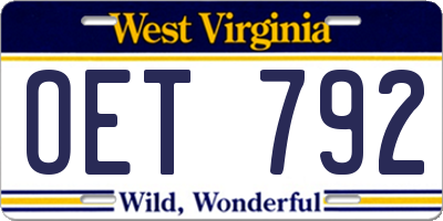 WV license plate OET792