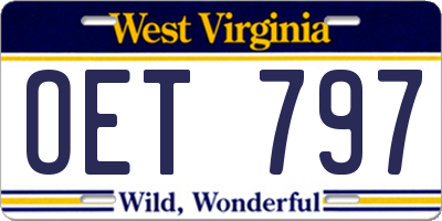 WV license plate OET797
