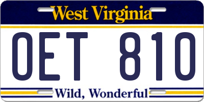 WV license plate OET810