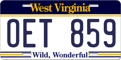 WV license plate OET859