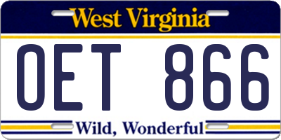 WV license plate OET866