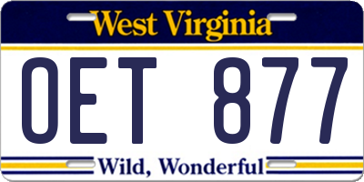 WV license plate OET877