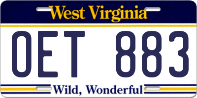 WV license plate OET883