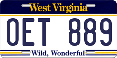 WV license plate OET889