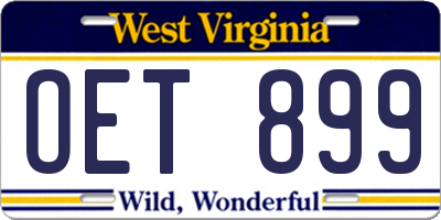 WV license plate OET899