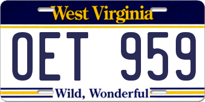 WV license plate OET959