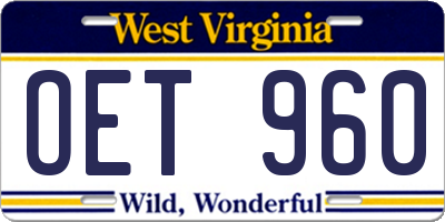 WV license plate OET960