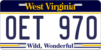 WV license plate OET970