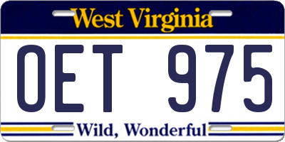 WV license plate OET975