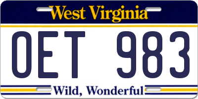 WV license plate OET983