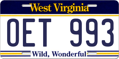 WV license plate OET993