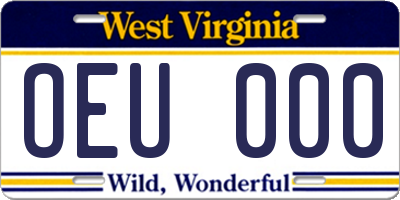 WV license plate OEU000