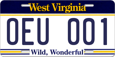 WV license plate OEU001