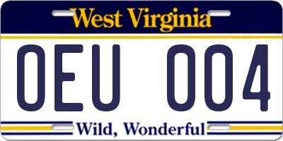 WV license plate OEU004