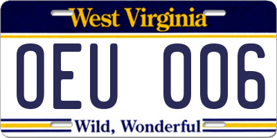 WV license plate OEU006