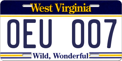 WV license plate OEU007