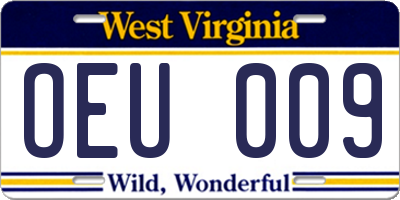 WV license plate OEU009
