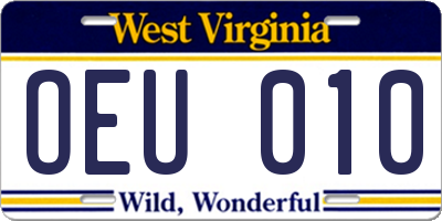 WV license plate OEU010