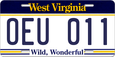 WV license plate OEU011