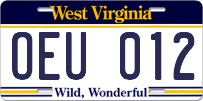 WV license plate OEU012