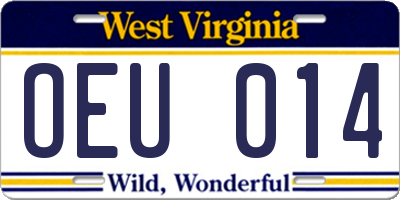 WV license plate OEU014