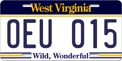 WV license plate OEU015